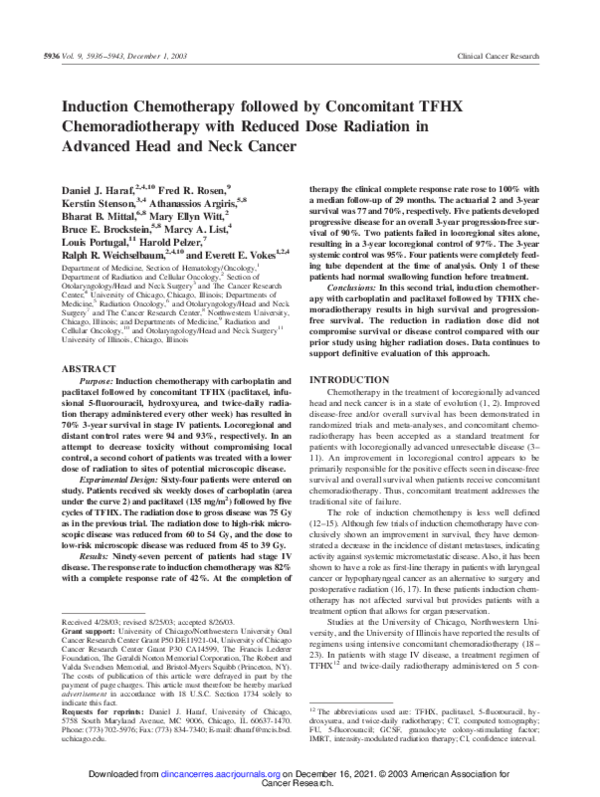 (PDF) Induction chemotherapy followed by concomitant TFHX ...