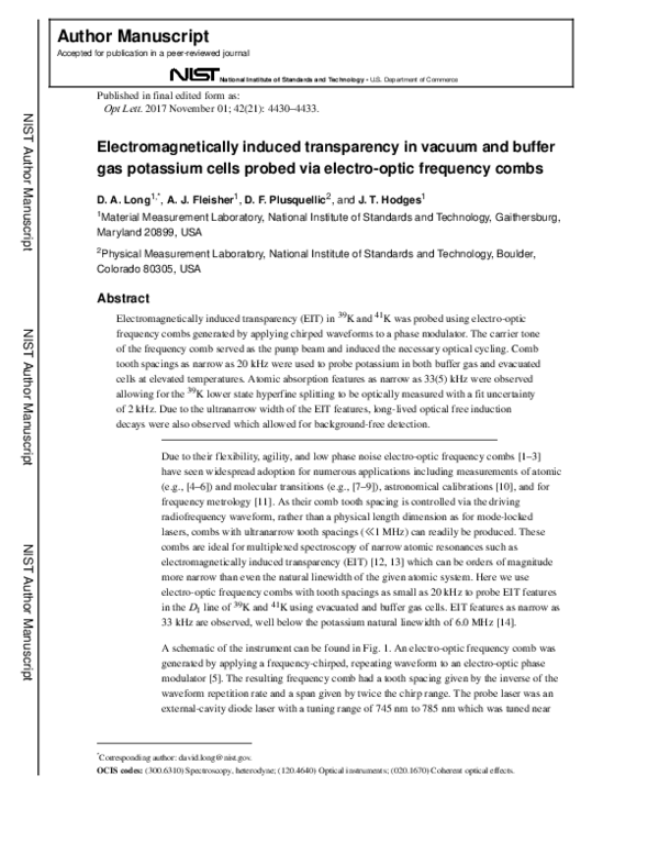 (PDF) Electromagnetically induced transparency in vacuum and buffer gas ...