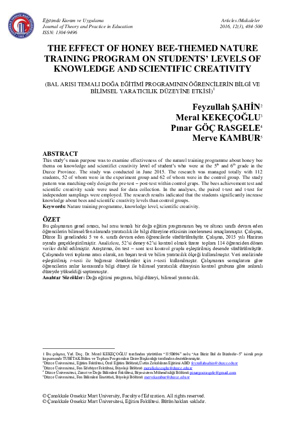 (PDF) The effect of honey Bee-themed nature training program on ...