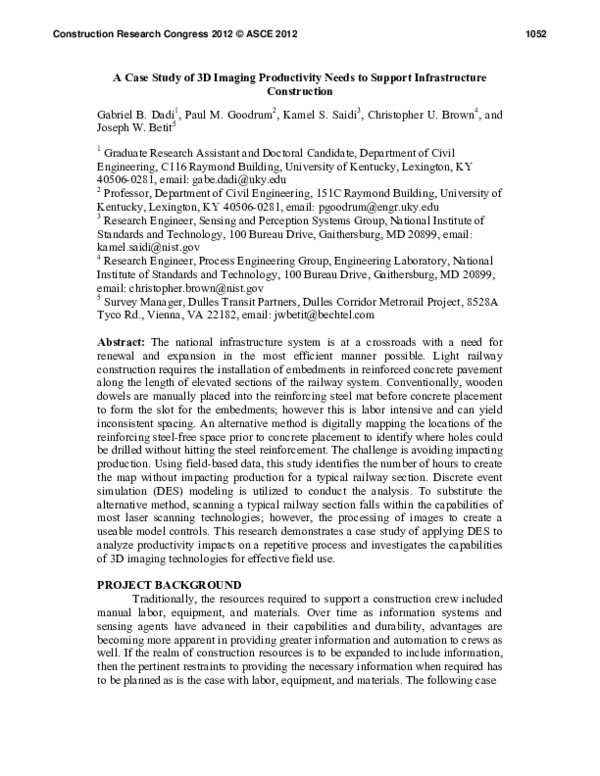 (PDF) A Case Study of 3D Imaging Productivity Needs to Support ...