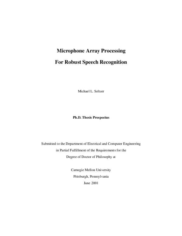 (PDF) Microphone array processing for robust speech recognition