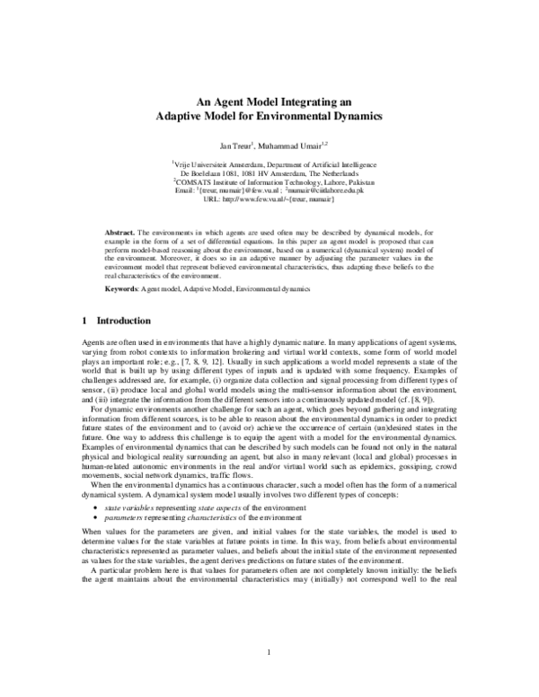 (PDF) An agent model integrating an adaptive model for environmental ...