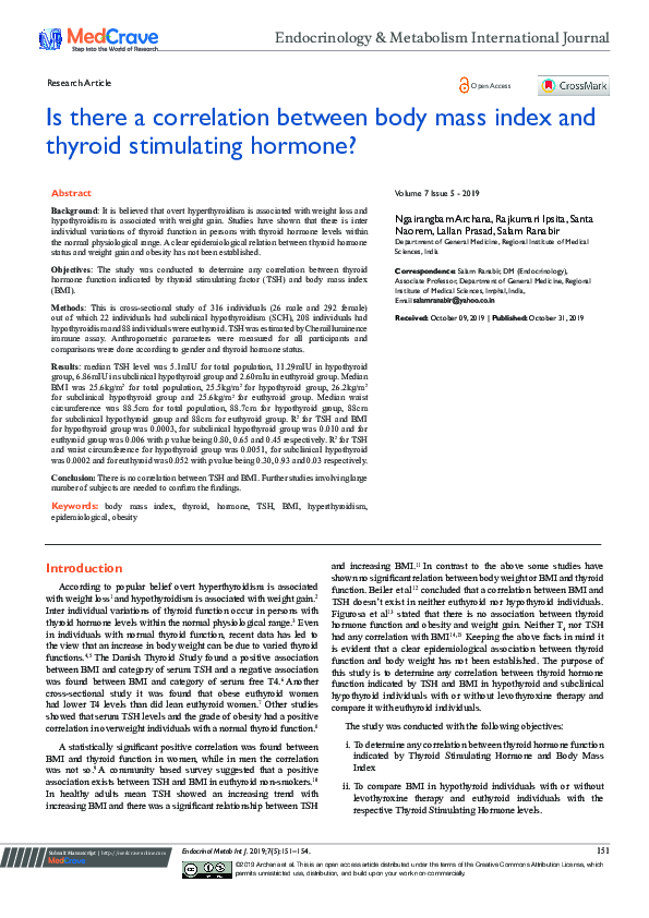 (PDF) Is there a correlation between body mass index and thyroid ...