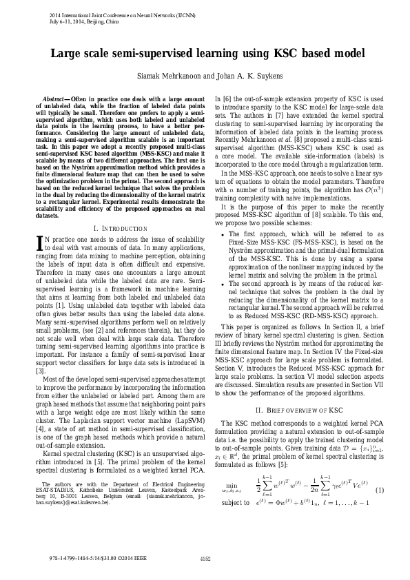 (PDF) Large scale semi-supervised learning using KSC based model ...