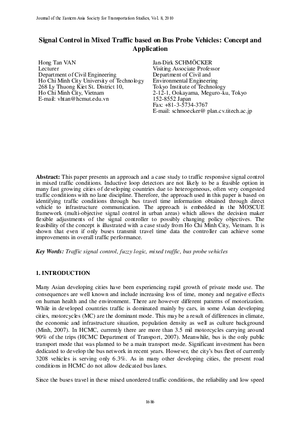 (PDF) Signal Control in Mixed Traffic based on Bus Probe Vehicles