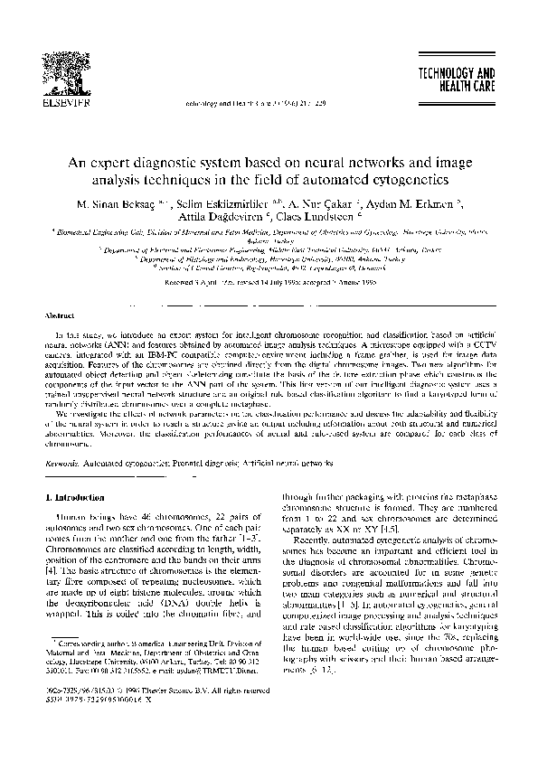 (PDF) An expert diagnostic system based on neural networks and image ...