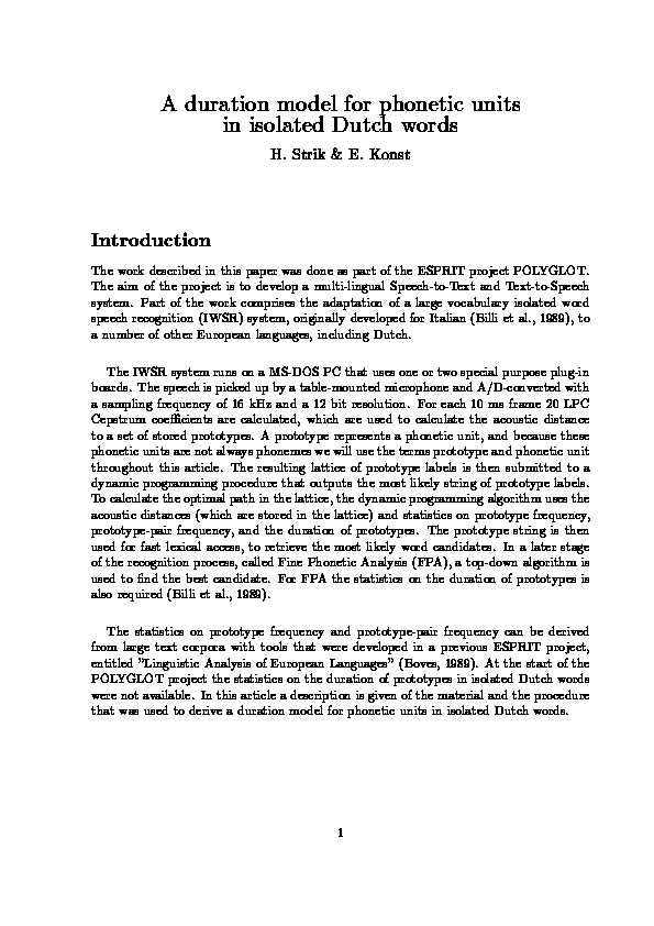 (PDF) A duration model for phonetic units in isolated Dutch words