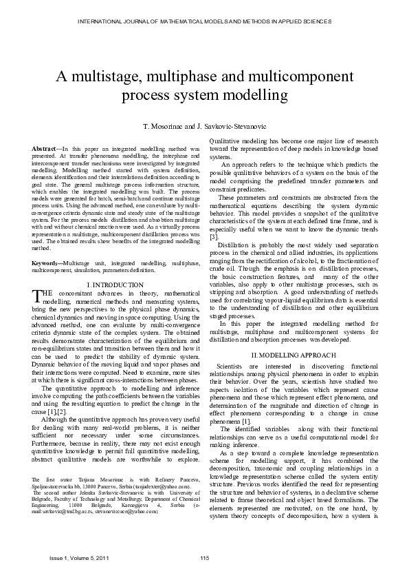 (PDF) A multistage, multiphase and multicomponent pr ocess system modelling