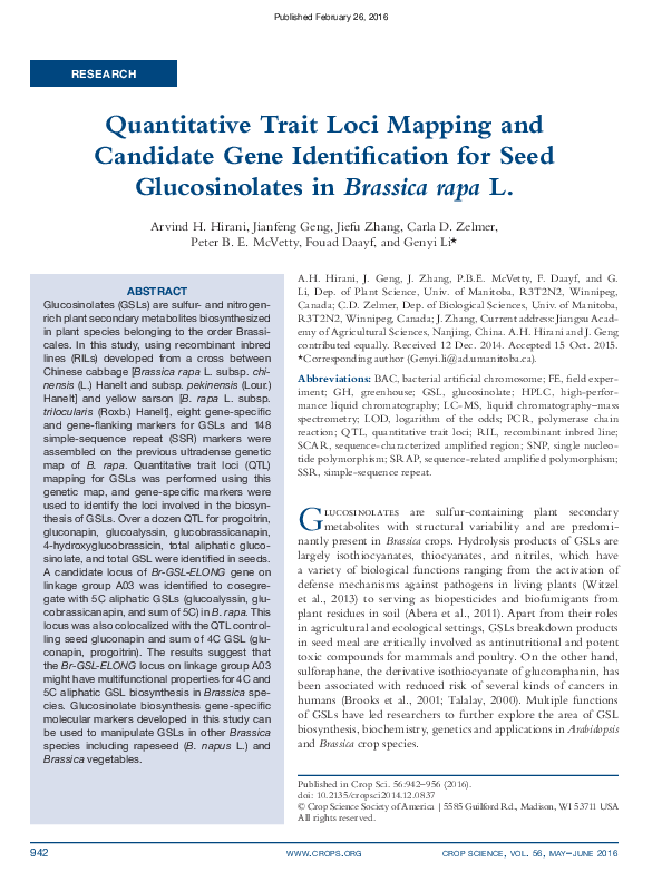 (PDF) Quantitative Trait Loci Mapping and Candidate Gene Identification ...