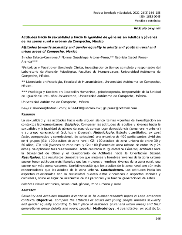 (PDF) Actitudes hacia la sexualidad y hacia la igualdad de géneros de ...