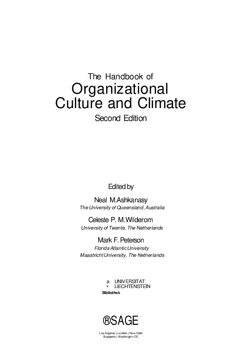 (PDF) The Handbook of Organizational Culture and Climate