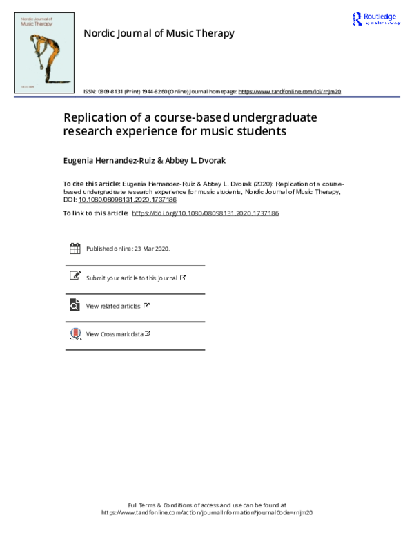 (PDF) Replication of a coursebased undergraduate research experience for music students Abbey