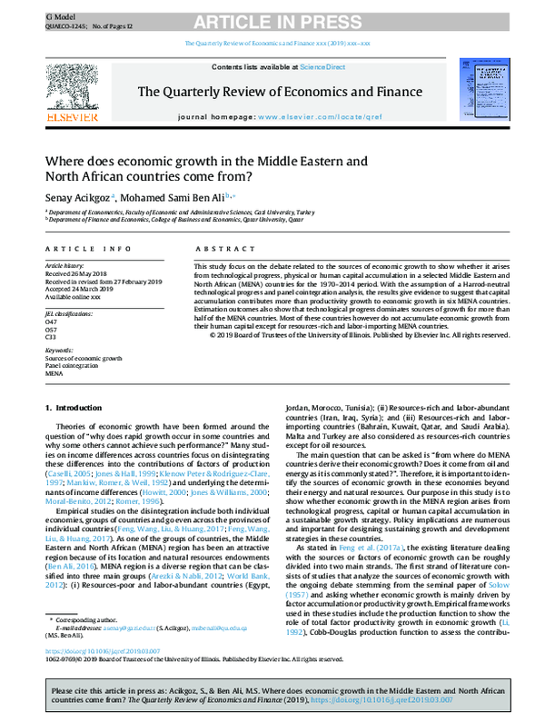 (PDF) Where does economic growth in the Middle Eastern and North ...