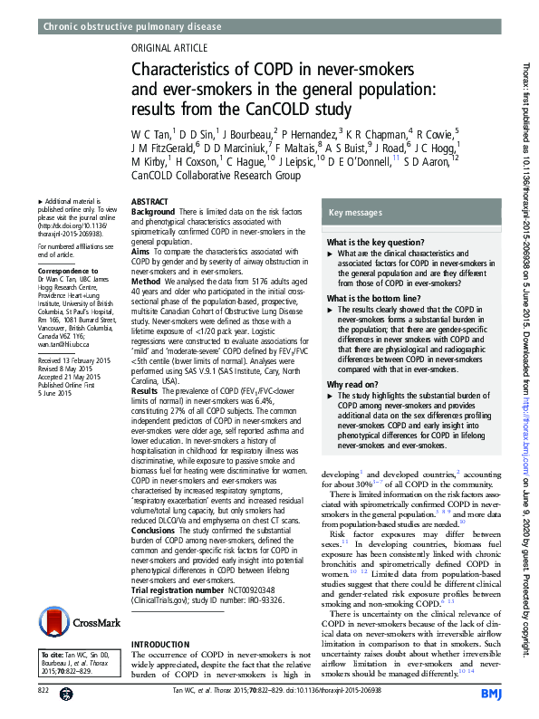 (PDF) Characteristics of COPD in never-smokers and ever-smokers in the ...