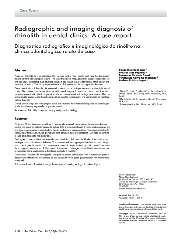 (PDF) Radiographic and imaging diagnosis of rhinolith in dental clinics ...