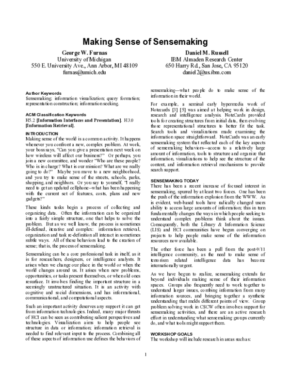 (PDF) Making sense of sensemaking