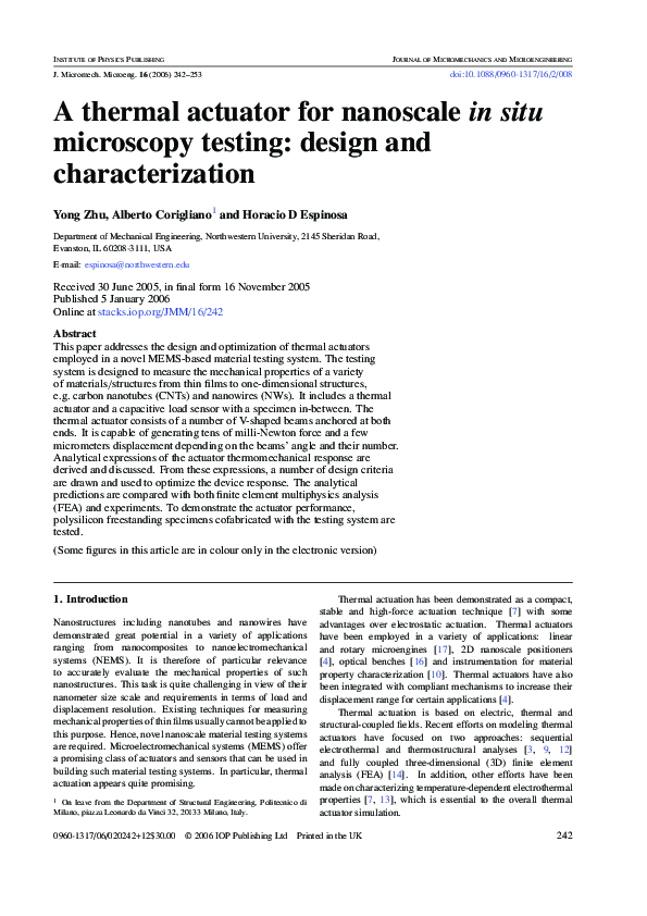 (PDF) A thermal actuator for nanoscale in situ microscopy testing ...