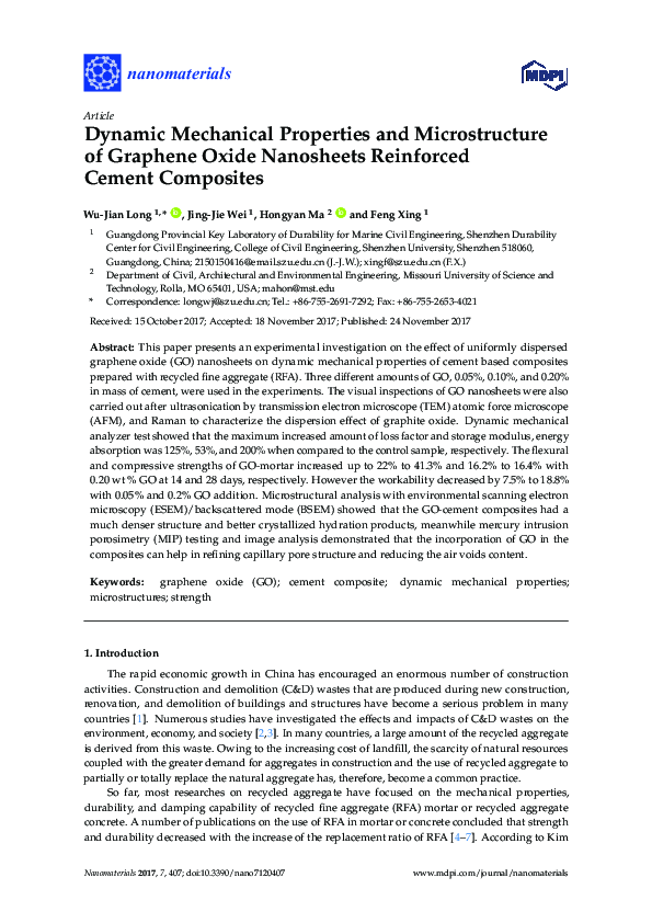 (PDF) Dynamic Mechanical Properties and Microstructure of Graphene ...