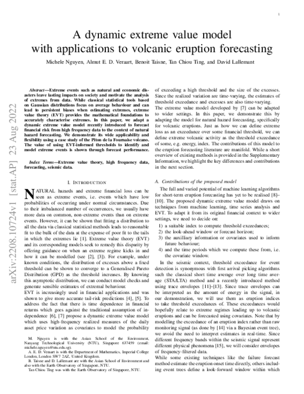 (PDF) A dynamic extreme value model with applications to volcanic ...