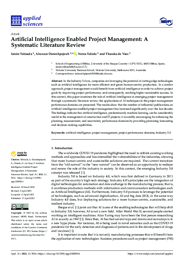 (PDF) Artificial Intelligence Enabled Project Management: A Systematic ...