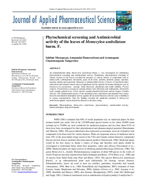 (PDF) Phytochemical screening and Antimicrobial activity of the leaves ...
