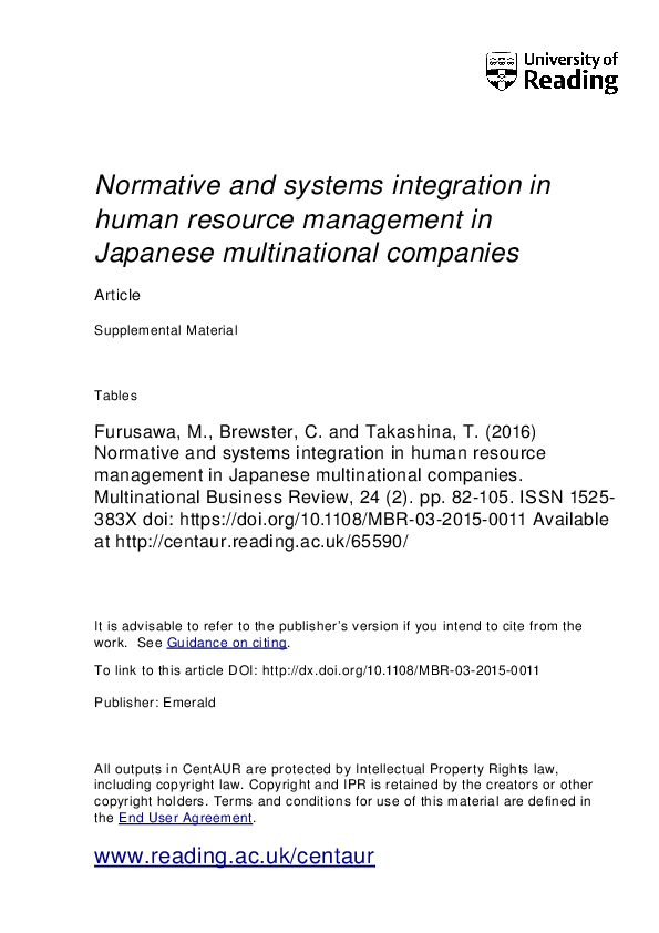 (PDF) Normative and systems integration in human resource management in ...