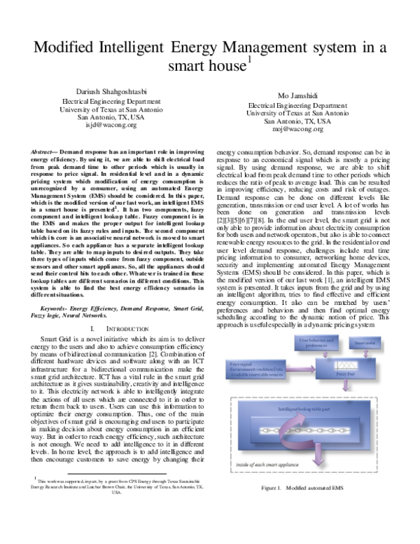 (PDF) Modified Intelligent Energy Management system in a smart house