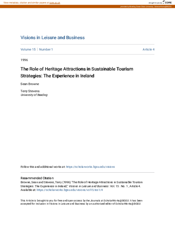 (PDF) The role of heritage attractions in sustainable tourism ...