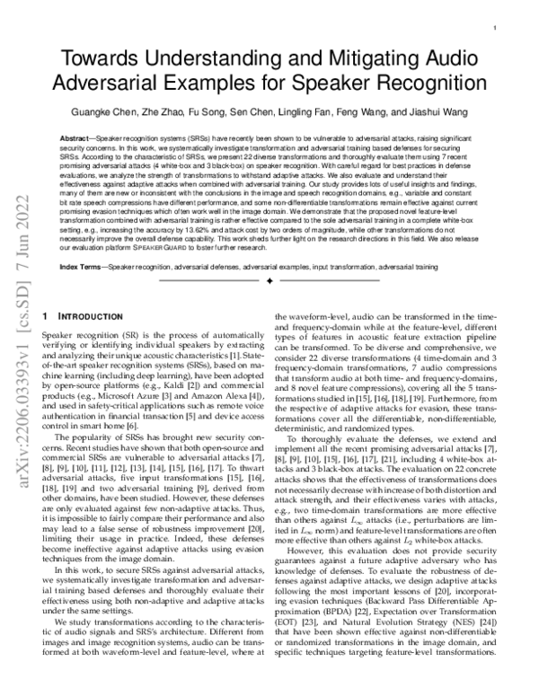 (PDF) Towards Understanding and Mitigating Audio Adversarial Examples ...