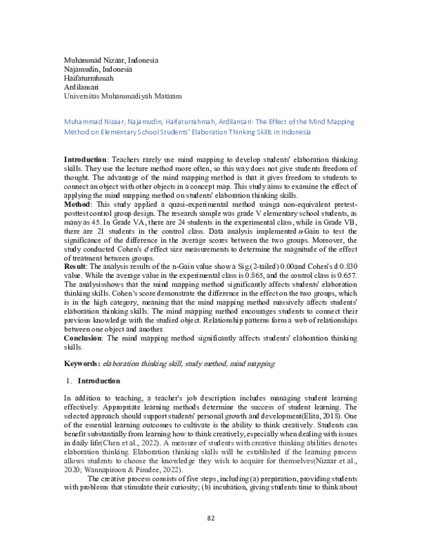 (PDF) The Effect of the Mind Mapping