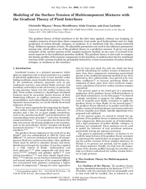 (PDF) Modeling of the surface tension of multicomponent mixtures with ...