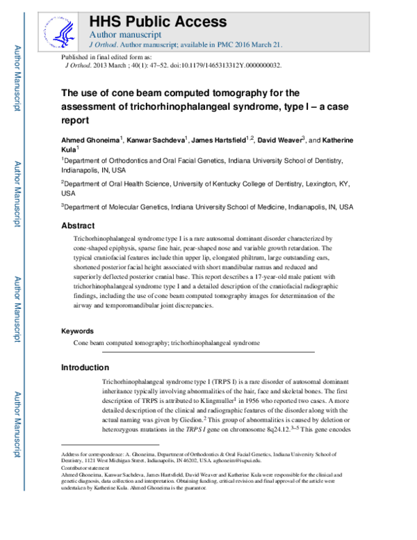 (PDF) The use of cone beam computed tomography for the assessment of ...