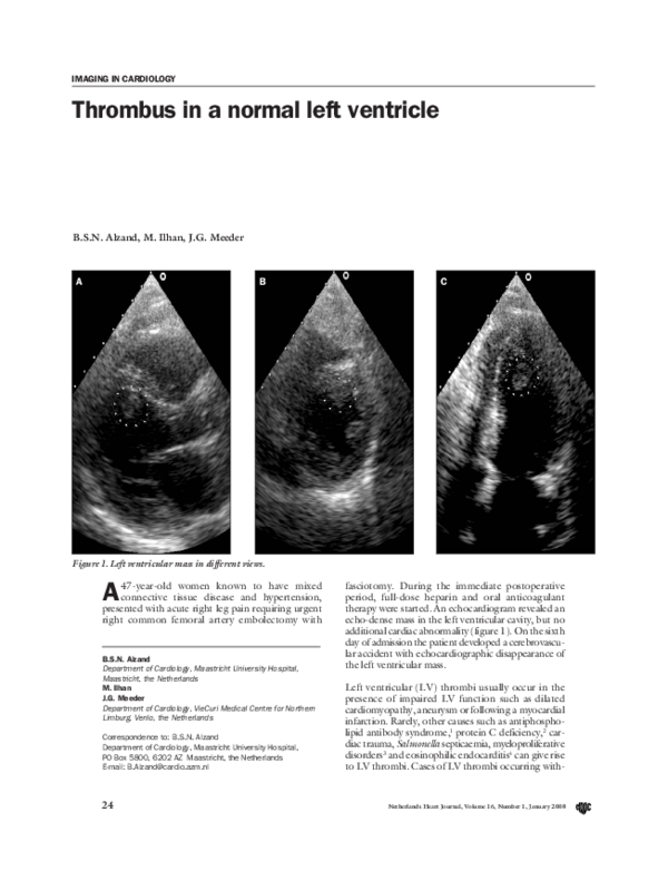 Pdf Thrombus In A Normal Left Ventricle