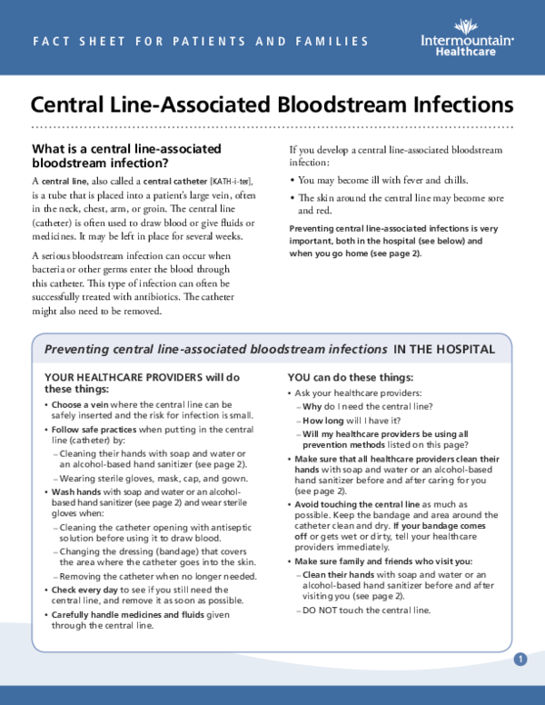 (PDF) Central Line–Associated Bloodstream Infections