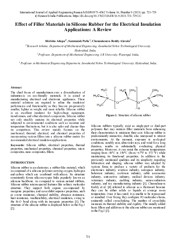 (PDF) Effect of Filler Materials in Silicone Rubber for the Electrical ...