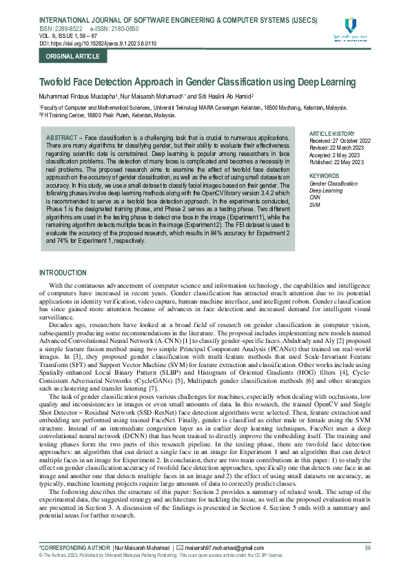 (PDF) Twofold Face Detection Approach in Gender Classification Using ...