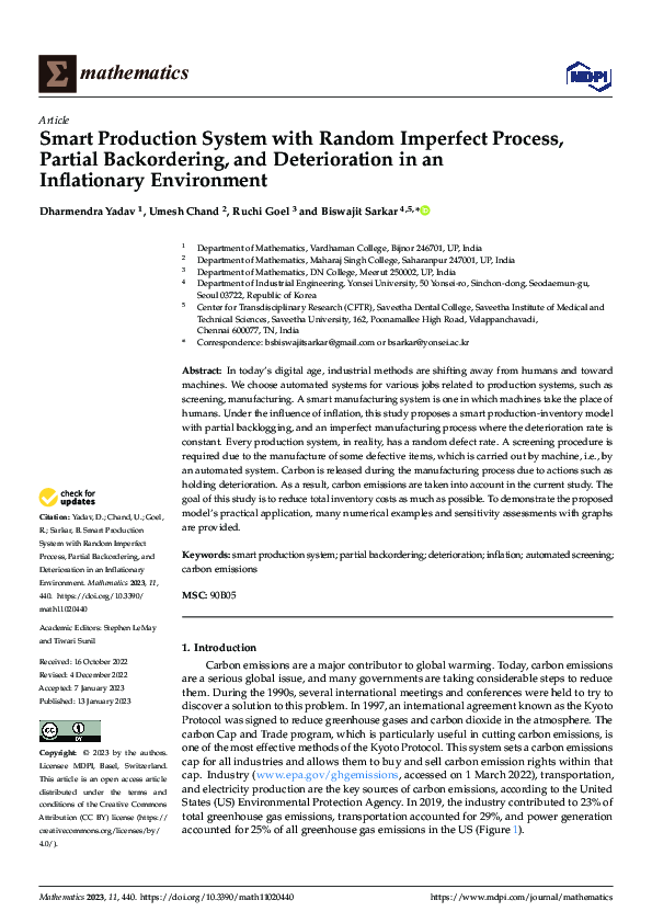 (PDF) Smart Production System with Random Imperfect Process, Partial ...