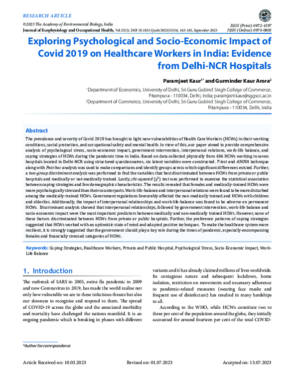 (PDF) Exploring Psychological and Socio-Economic Impact of Covid 2019 ...