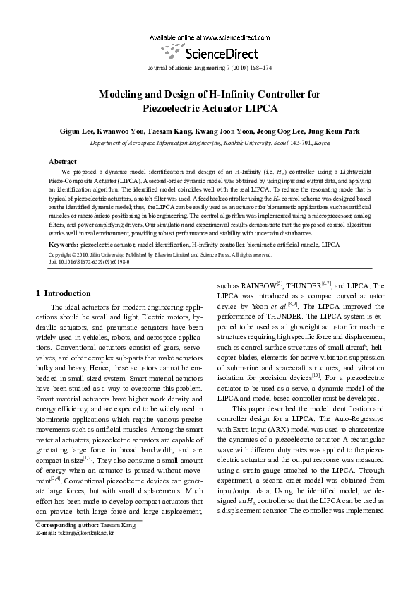 (PDF) Modeling and Design of H-Infinity Controller for Piezoelectric ...