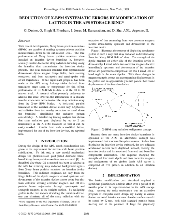 (PDF) Reduction of X-BPM systematic errors by modification of lattice ...