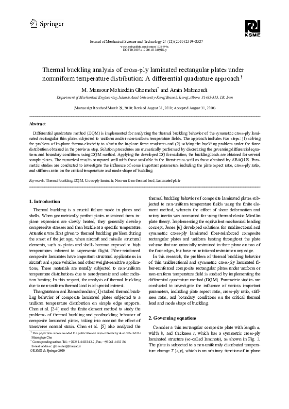 (PDF) Thermal buckling analysis of cross-ply laminated rectangular ...