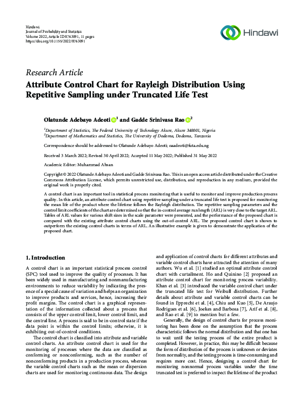 (PDF) Attribute Control Chart for Rayleigh Distribution Using ...