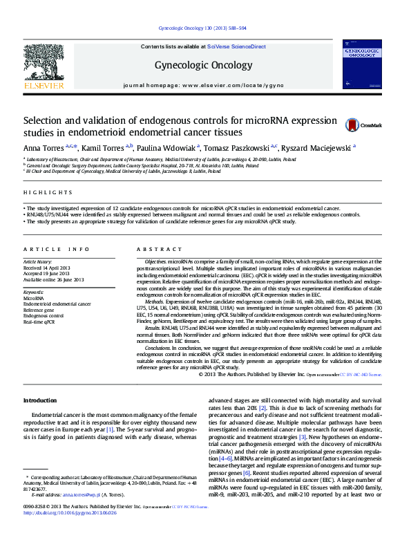 (PDF) Selection and validation of endogenous controls for microRNA ...