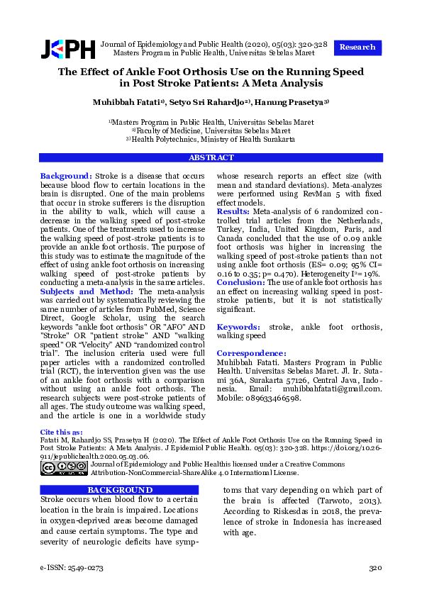 (PDF) The Effect of Ankle Foot Orthosis Use on the Running Speed in ...