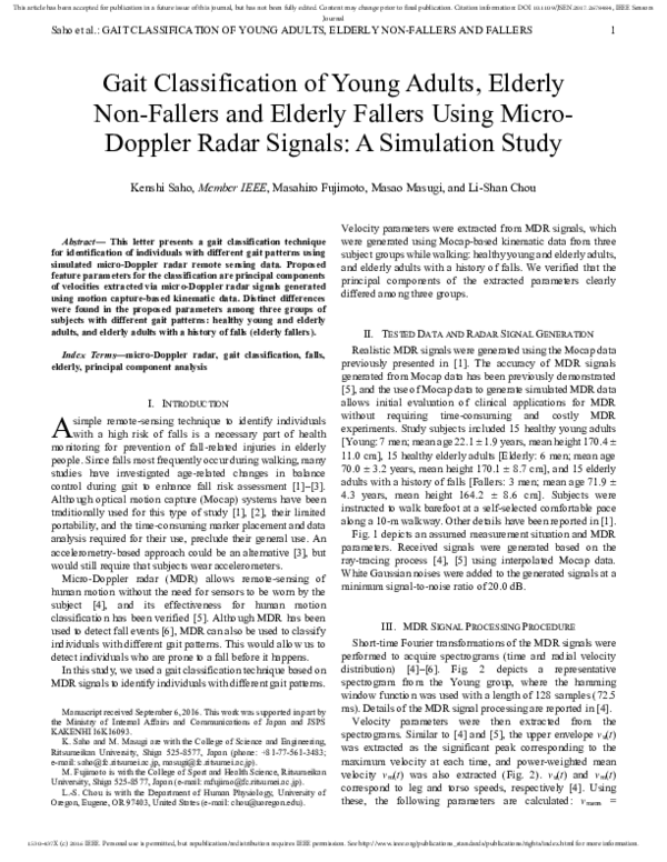 (PDF) Gait Classification of Young Adults, Elderly Non-Fallers, and ...