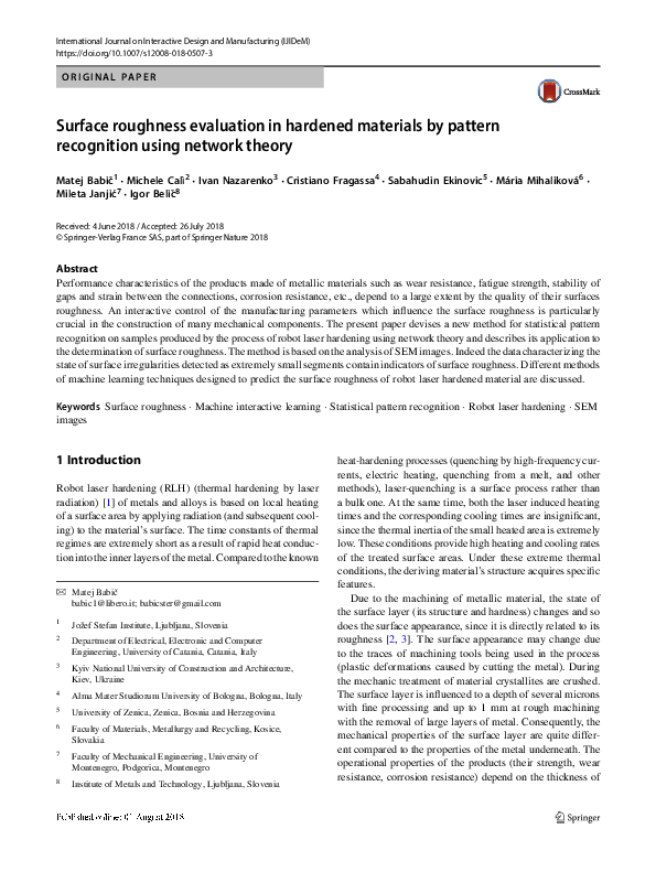 (PDF) Surface roughness evaluation in hardened materials by pattern ...