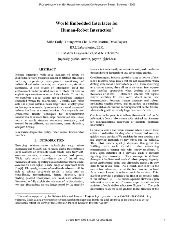 (PDF) World embedded interfaces for human-robot interaction