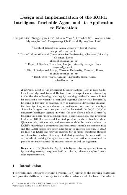 (PDF) Design and Implementation of the KORI: Intelligent Teachable ...