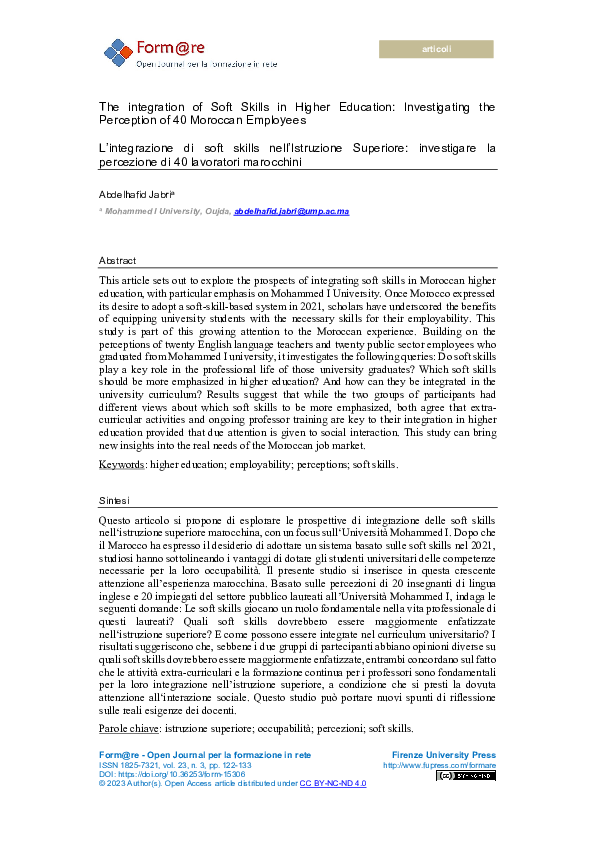 (PDF) The Integration of Soft Skills in Higher Education: Investigating ...