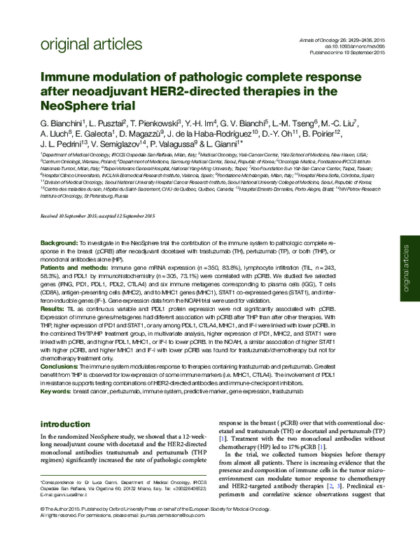 (PDF) Immune modulation of pathologic complete response after ...